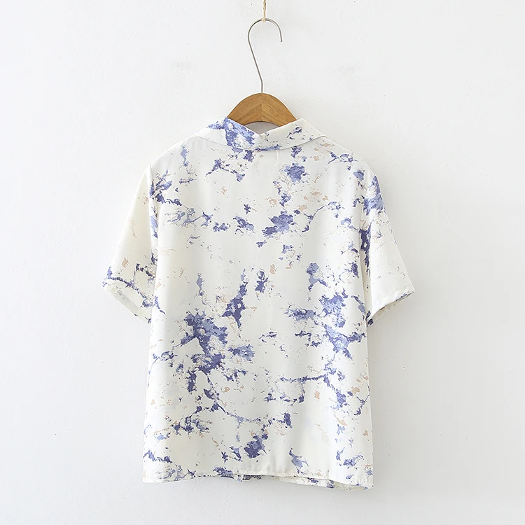 

Women's Blouses Chiffon Polo Shirts Casual Shirt Plus Size Loose Top New Short Sleeve Summer Lady Blouse Print Tops Houthion