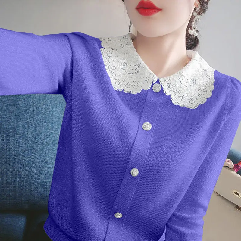 

Lace Baby collar top for women in autumn and winter 2021