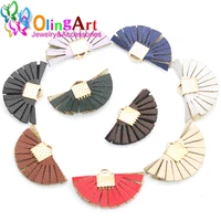 free shipping 20mm 10pcslot gold hat mix color artificial leather butterfly tassel earring pendant diy jewelry making olingart