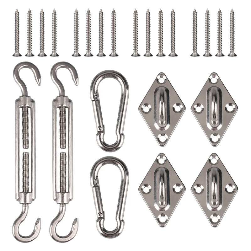 

24 Pcs 316 Marine Shade Accessories Grade Shade Sail Hardware Kit 5 inch For Sun Shether Tents Canopy Installation Hook Screws S
