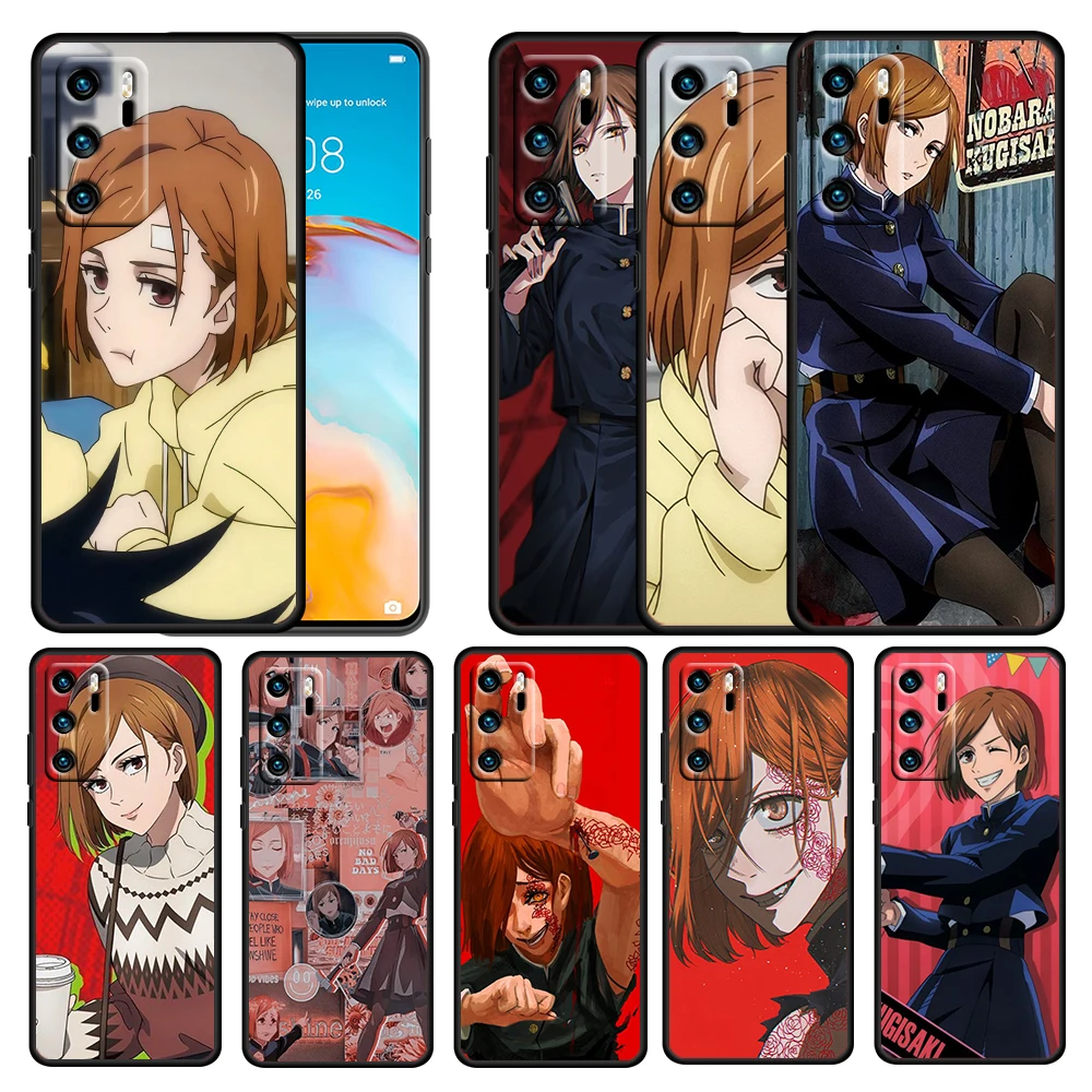 

Nobara Kugisaki Jujutsu Sorcerer for Huawei P50 P40 E P30 P20 P10 P9 P8 Pro Lite mini 5G Soft Silicone Black Phone Case Cover