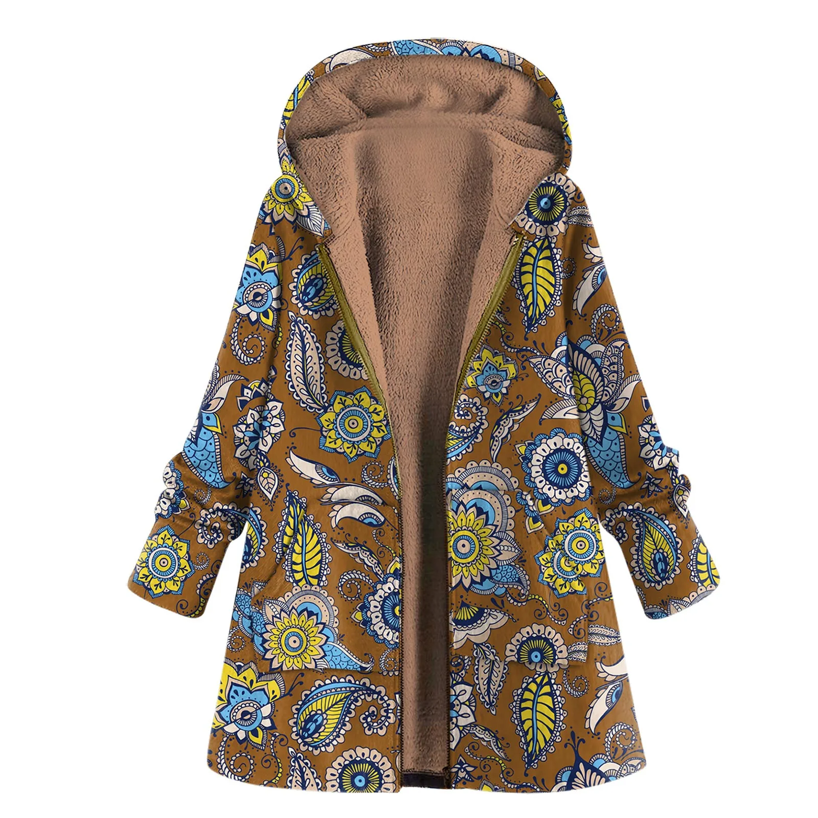 

Hooded Jacket Printed Plus Coat Women Jacket Plush Leisure Fleece Winter Women's Coat Jacket Coat