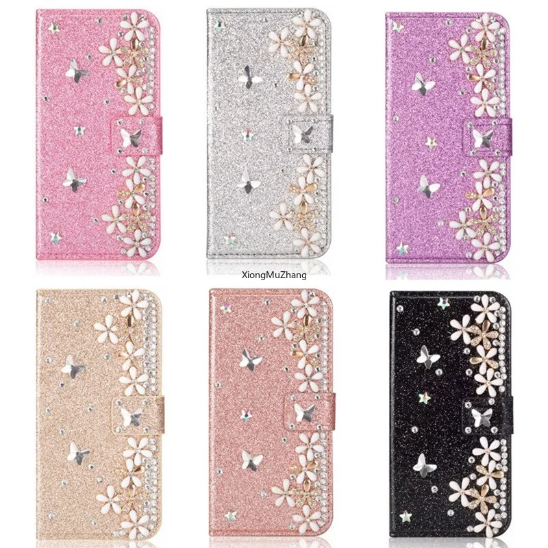 

Bling Rhinestone Flower Shiny Card Slot Wallet Flip Leather Case for Samsung A31 A21 A41 A21S A11 A01 A20S A71 A51 A10S A10 A20