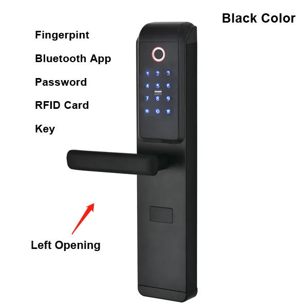 Finger Black-Left Безопасность Смарт биометрический отпечаток пальца цифровой код RFID карты электронный дверной замок с Bluetooth App WiFi для дома - Цвет: Finger Black-Left