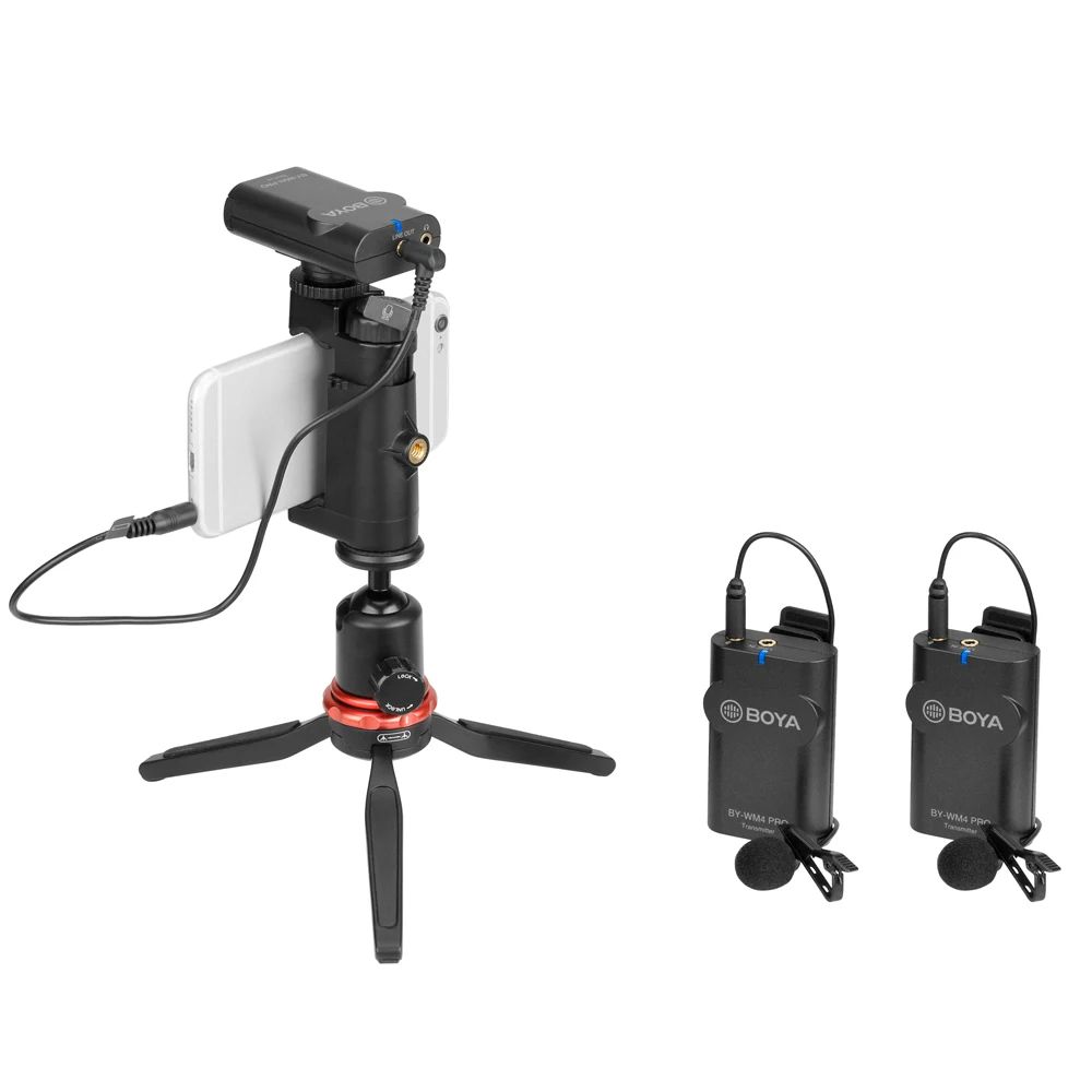 Микрофон петличный BOYA BY-WM4 Pro K2 беспроводной 2 4 ГГц диапазон 60 м для смартфонов DSLR