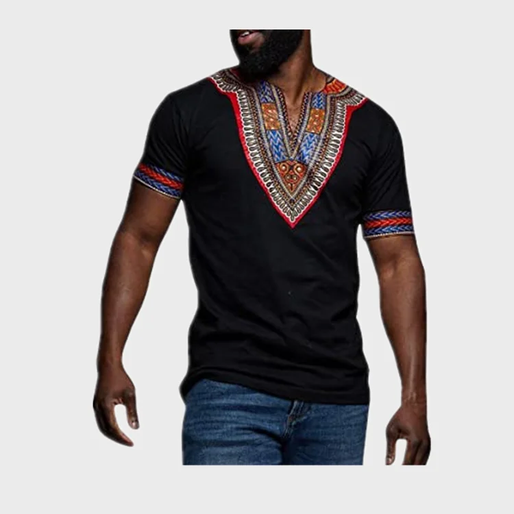 

2021 Summer Men Short Sleeve Plus Size Casual Tops Shirt Loose African Printed Fashion Shirts