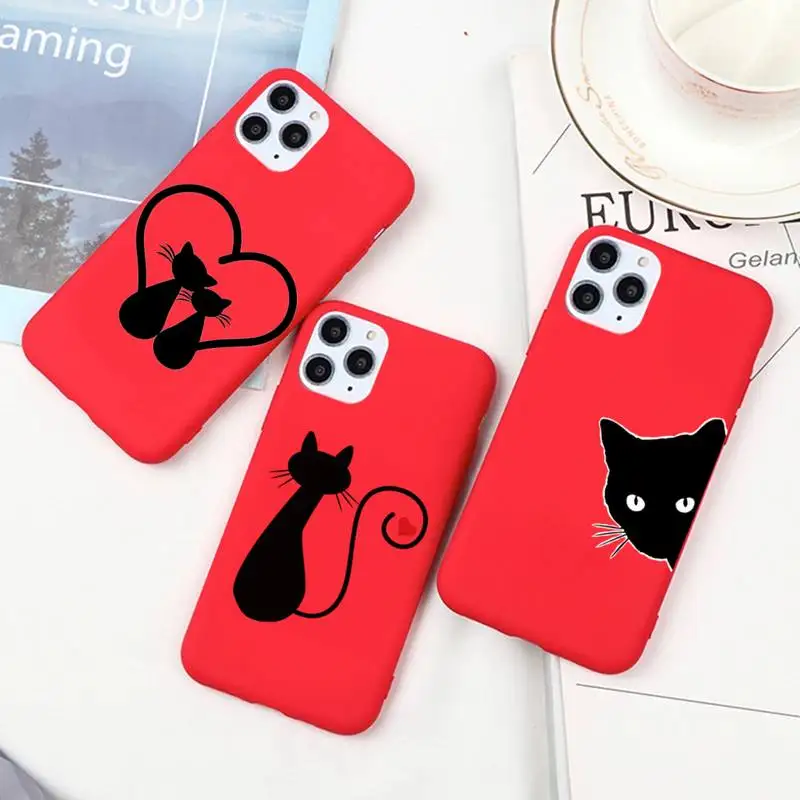 

ZOROXU cartoon cute black cat Phone Case For iPhone 12 Mini 11 Pro XS Max X XR 7 8 Plus