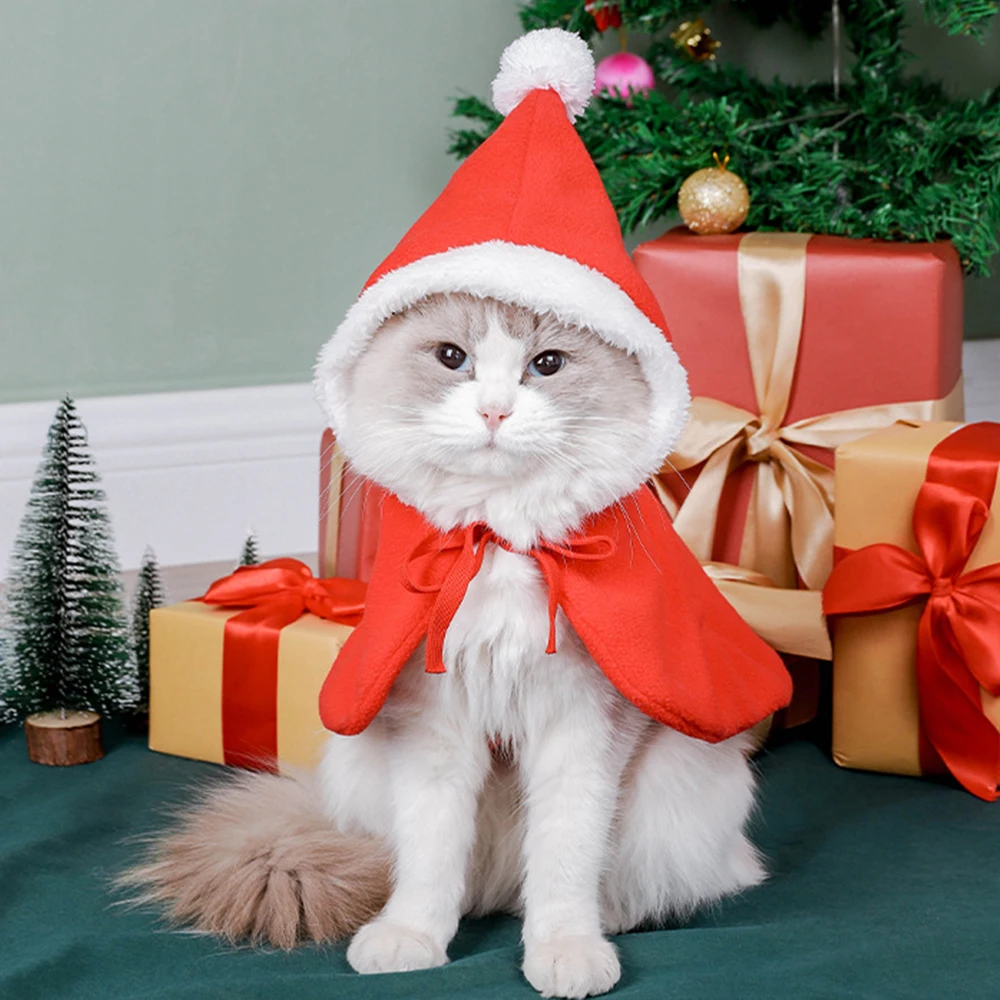 

Winter Christmas Pet Cat Costumes Funny Santa Claus Clothes Cloak Costume Dress Cosplay Clothes Christmas New Year Pets Costume