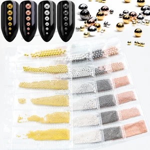 Бусины для маникюра, металлические, 0,8-3 мм, 1 упаковка, 6 размеров, сплав для дизайна ногтей-3 мм