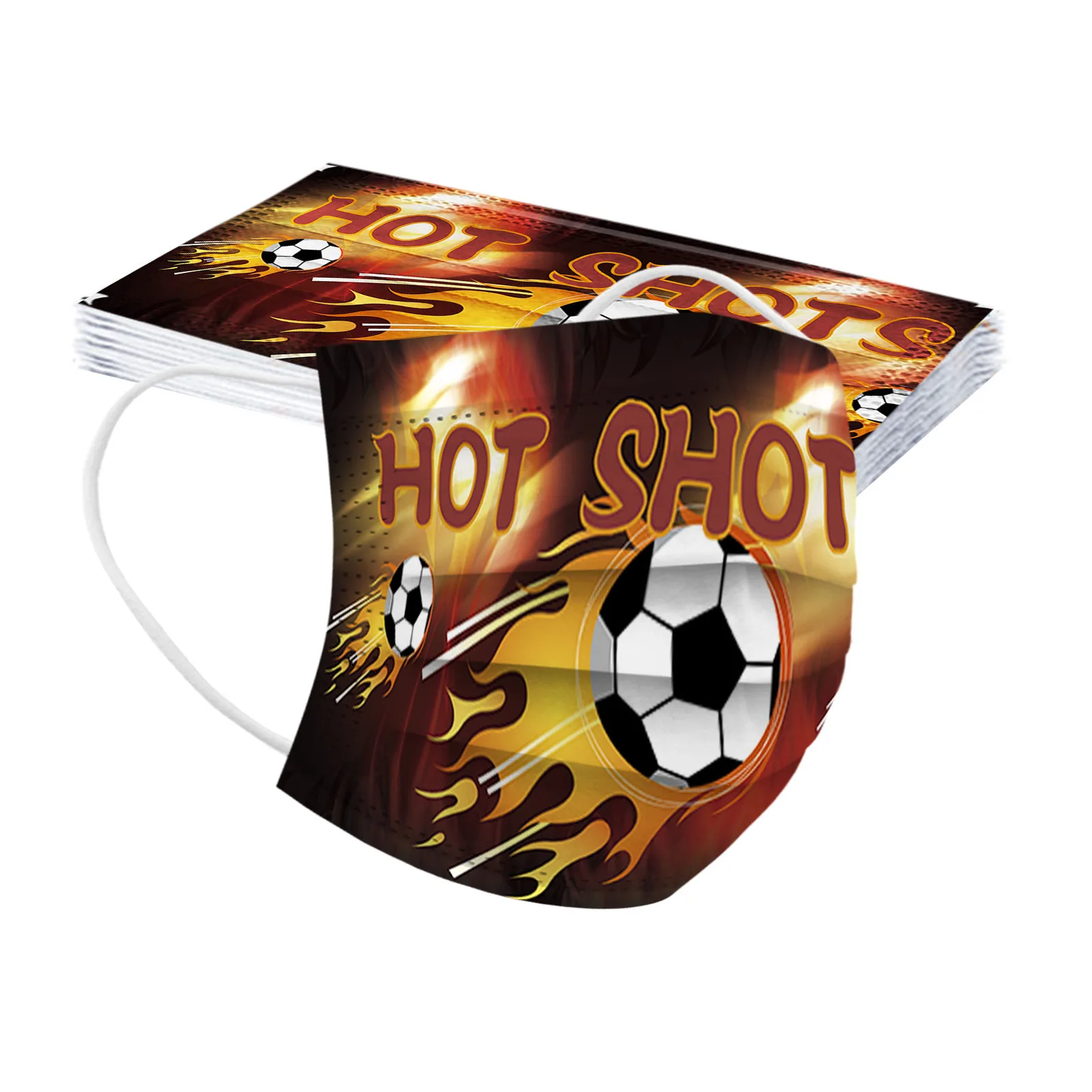 Mixed 50pc Face Masks Adult Women Man European Football Cup Disposable Mouth Mask 3ply Ear Loop Cartoon Mascarill | Красота и