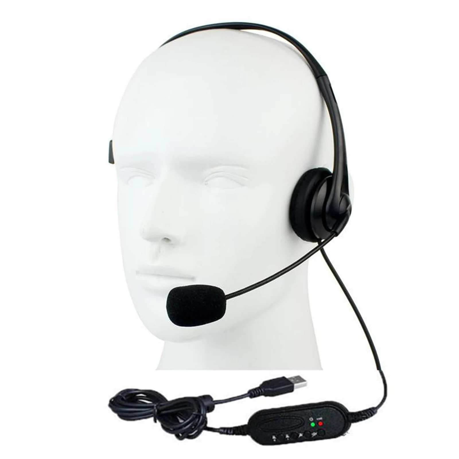 

USB Headset with Microphone Adjustable Noise Canceling Earphone Call Center Headset Earphone for PC Laptop Computer
