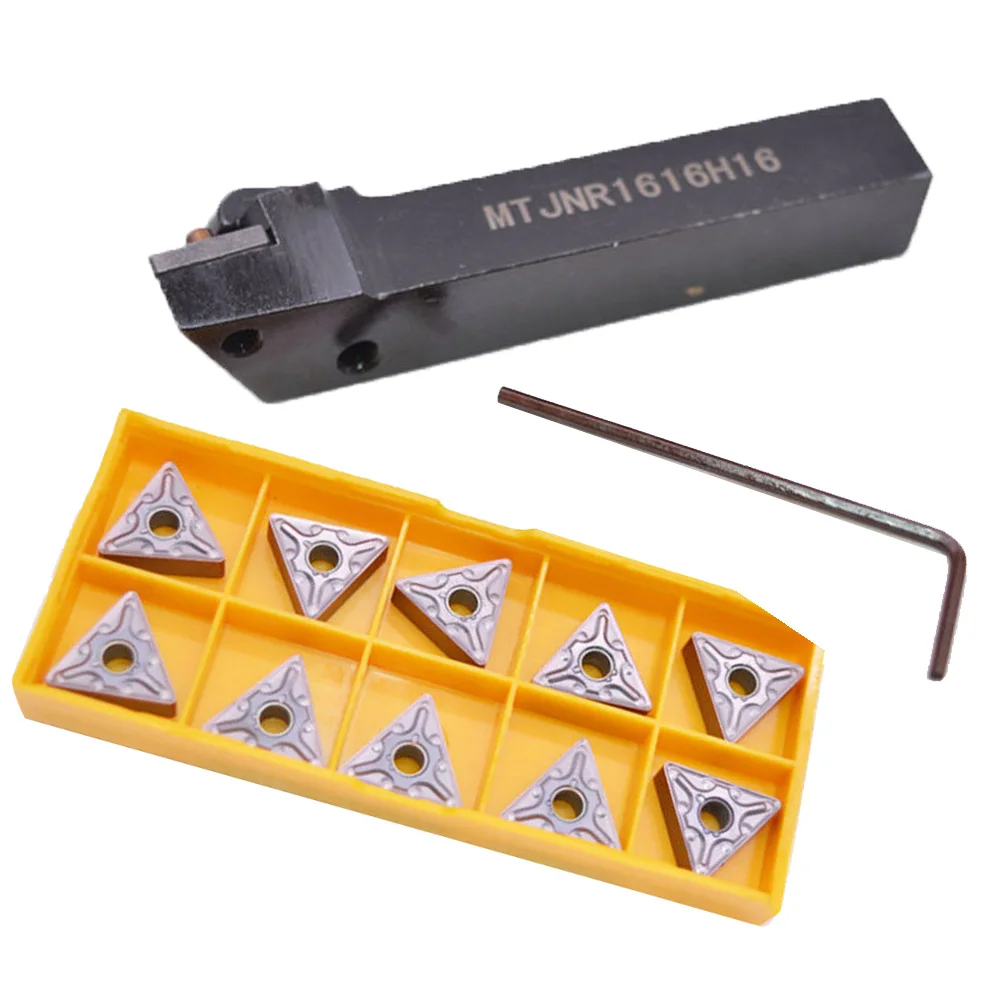 

MTJNR1616H16 Lathe Turning Tool Holder+10pcs TNMG160408-MA Insert Replacement