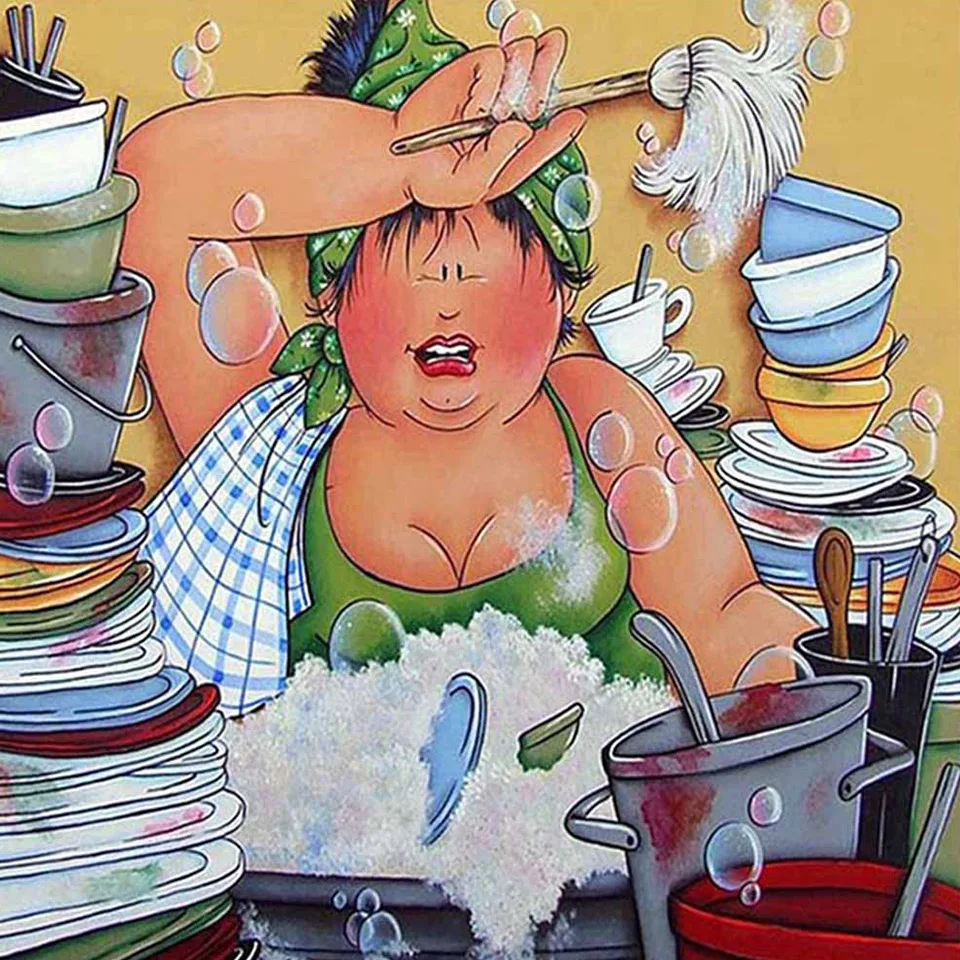 Полностью квадратная дрель 5D DIY Алмазная картина &quotFat Lady&quot вышивка крестиком