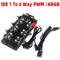 4pin pwmargb cooling fans hub 1 to 6 way splitter cable 12v power socket adapter card for computer motherboard expand hub