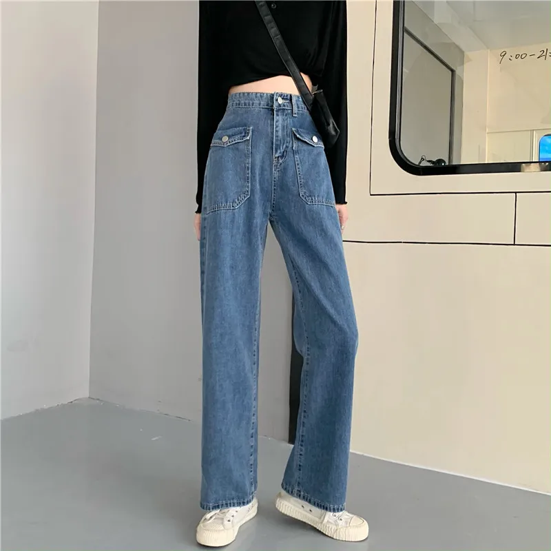 

Vintage High Waist Jeans Woman Boyfriends Women's Jeans Full Length Wide Leg Pants Cowboy Loose Denim Pants Vaqueros Mujer