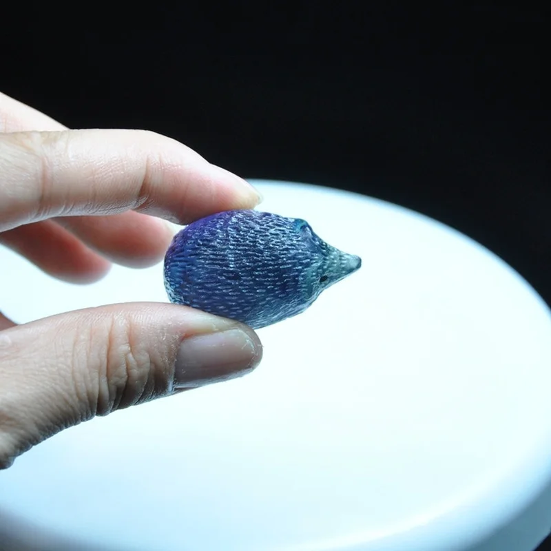 

1pc Natural Carved Blue Fluorite Hedgehog Quartz Polish Crystal Stone Reiki Healing Crystals Collection Charms