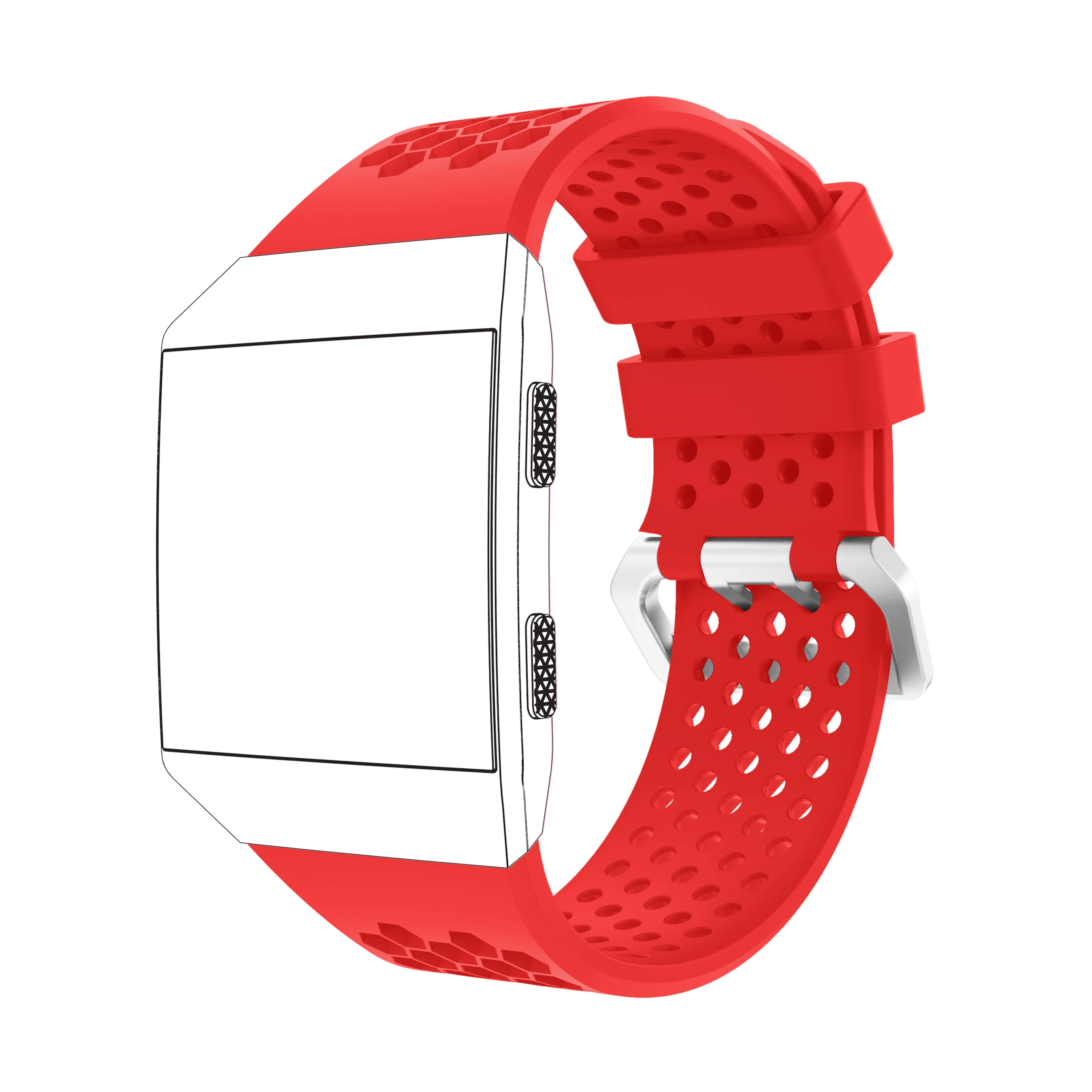 Yayuu совместимый для Fitbit Ionic Смарт-часы мягкий силиконовый ремешок регулируемый ремешок для часов замена спортивный дышащий ремешок - Цвет: Red