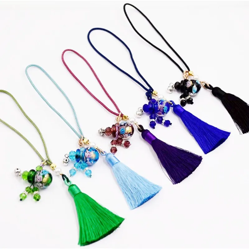 

ZENRA Glass Bottle & Tassels Pendant Keychain BagDiffuser Perfume Essential Oil Bottle Pendant Car Key Chain Car Decoration