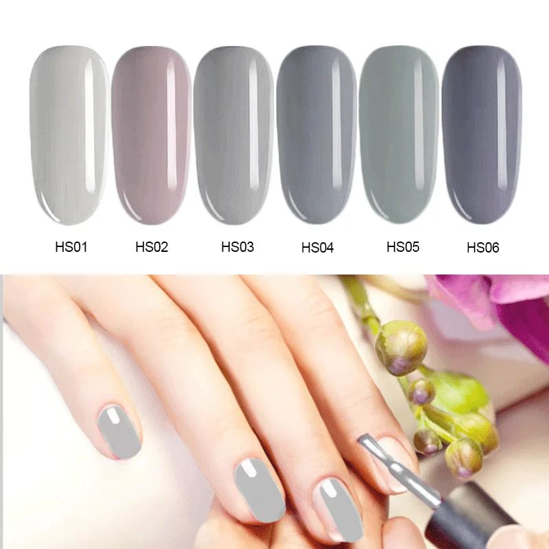 Модный серый цвет Лак для ногтей гель женщин Полупостоянный чистый УФ маникюрный