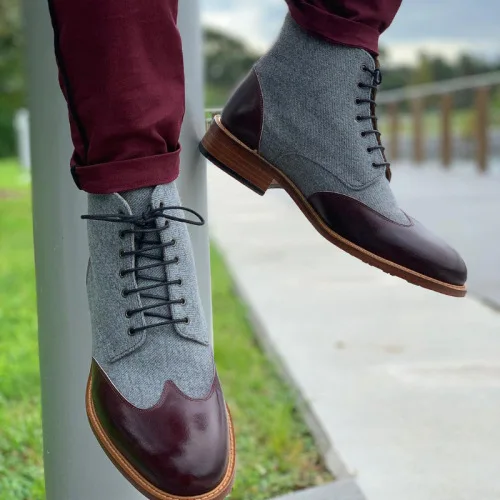 

Fashionable Men's Shoes Spring 2021 New Men's Round Toe Low Heel Lace-up Casual Leather Boots Vintage Classic Lace-up Shoes