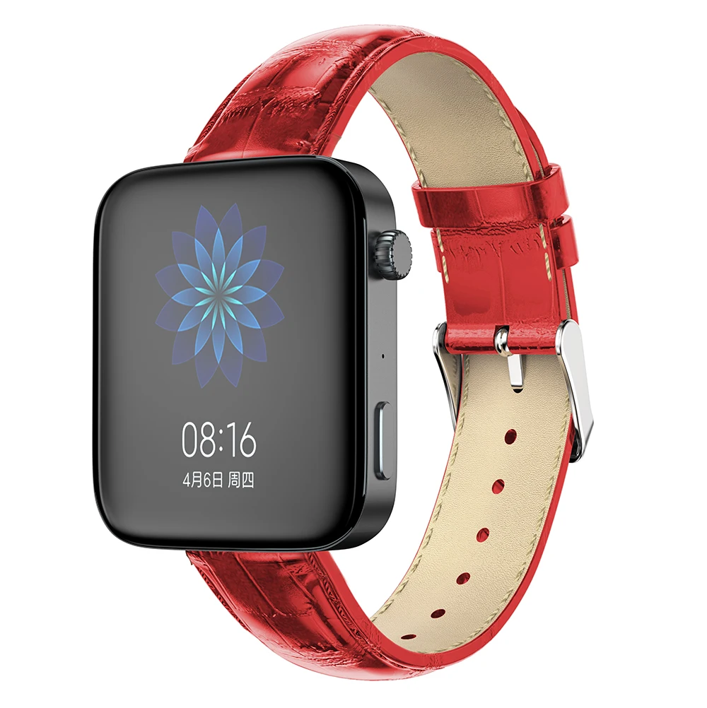Ремешок кожаный для Xiaomi Mi Watch быстросъемный браслет из натуральной крокодиловой