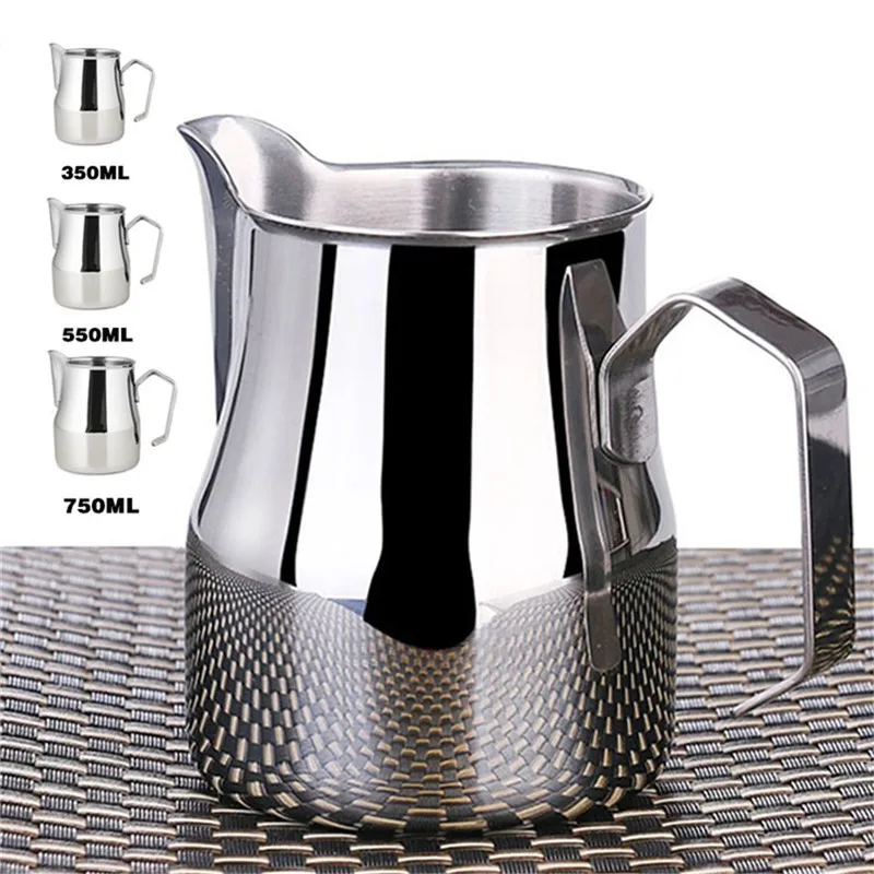 

Stainless Steel Milk Jug Espresso Cups Coffee Foamer Mugs Italian Latte Art Latte Milk Frothing Jug Pitcher Cup 350/550/750 Ml