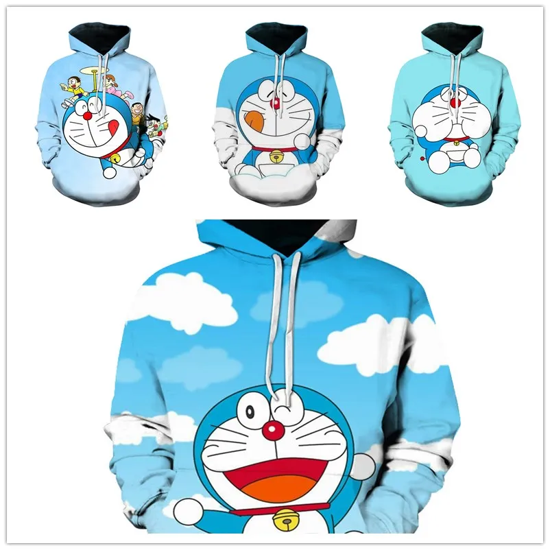 Новинка Harajuku аниме Doraemon Толстовка для мужчин женщин толстовки с принтом 3d