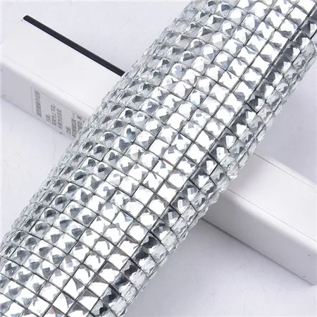 6mm square 24*40 см/лист исправление Стекло бисером горный хрусталь сетка прозрачное свадебное платье Декоративный автомобильный стикер Аппликация Ткань Diy аксессуары - Цвет: 6mm square