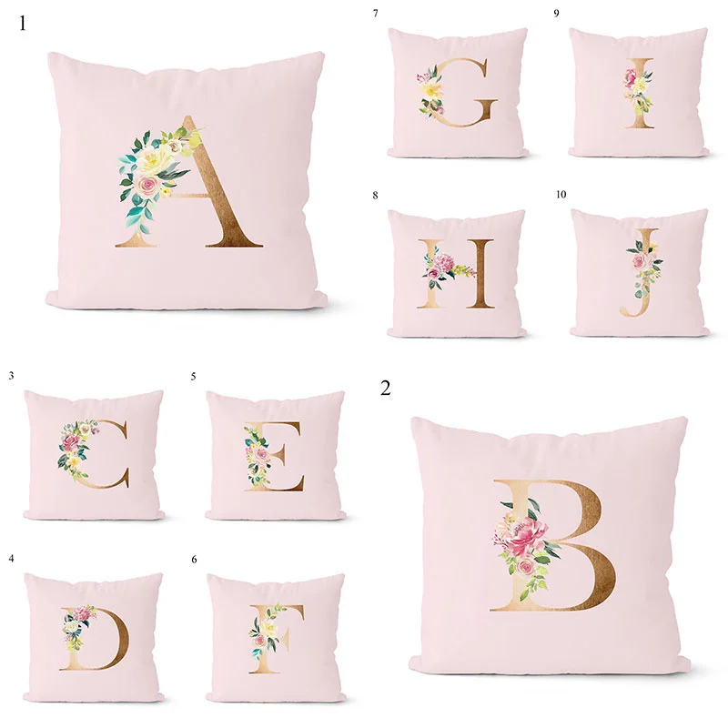 

Pink Pillow Case Decorative Gold Letter Printed Pillow Cover Pillowcase Sofa Cushion Cover Decorative Funda Cojín 45*45cm