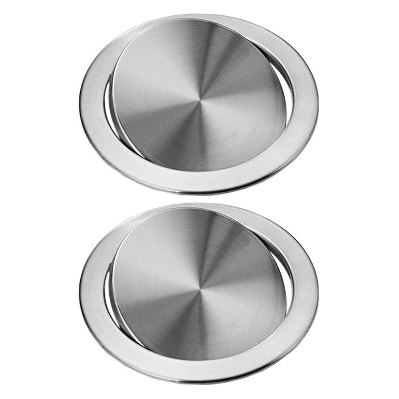 

2X Stainless Steel Garbage Flap Lid Trash Bin Cover Flush Built-In Balance Swing Flap Garbage Lid C