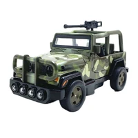 124 military jeep with machine gun vehicle alloy car model sound and light version