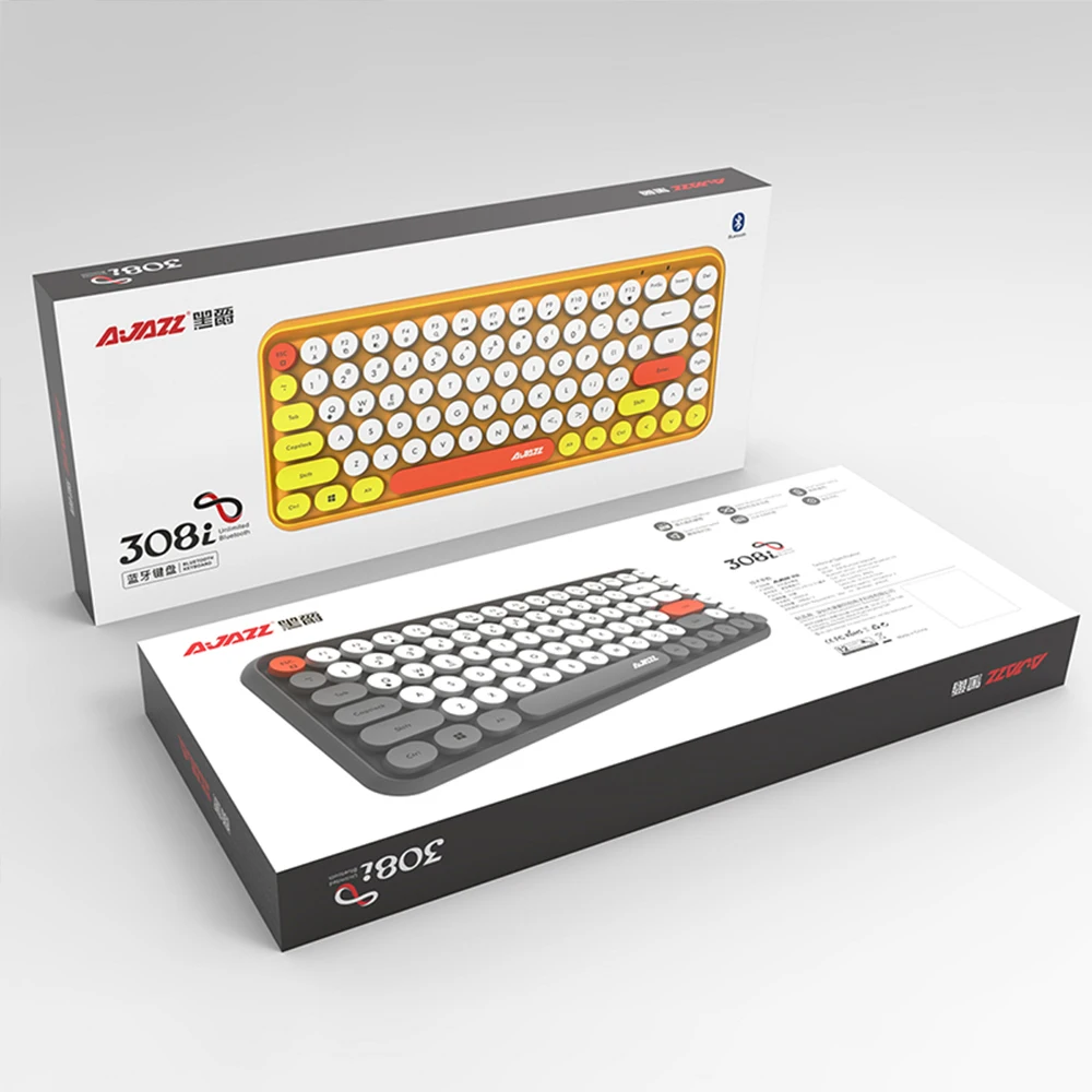 Ajazz 308i BT беспроводная клавиатура круглая клавишная крышка 10 м 5 цветов Kyeboard