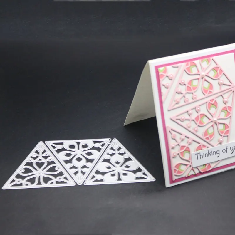 3 шт. треугольная рамка штампы для вырезания цветочное Украшение Металлическая