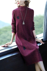 2020 Winter Casual Vintage Long Sleeve Dresses Autumn Print 3XL Plus Size Loose Cotton Midi Dress Women Elegant Bodycon Vestidos