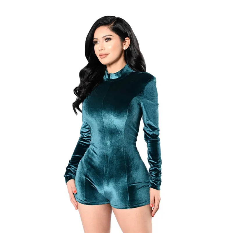 Модный облегающий сексуальный однотонный Облегающий комбинезон с длинным