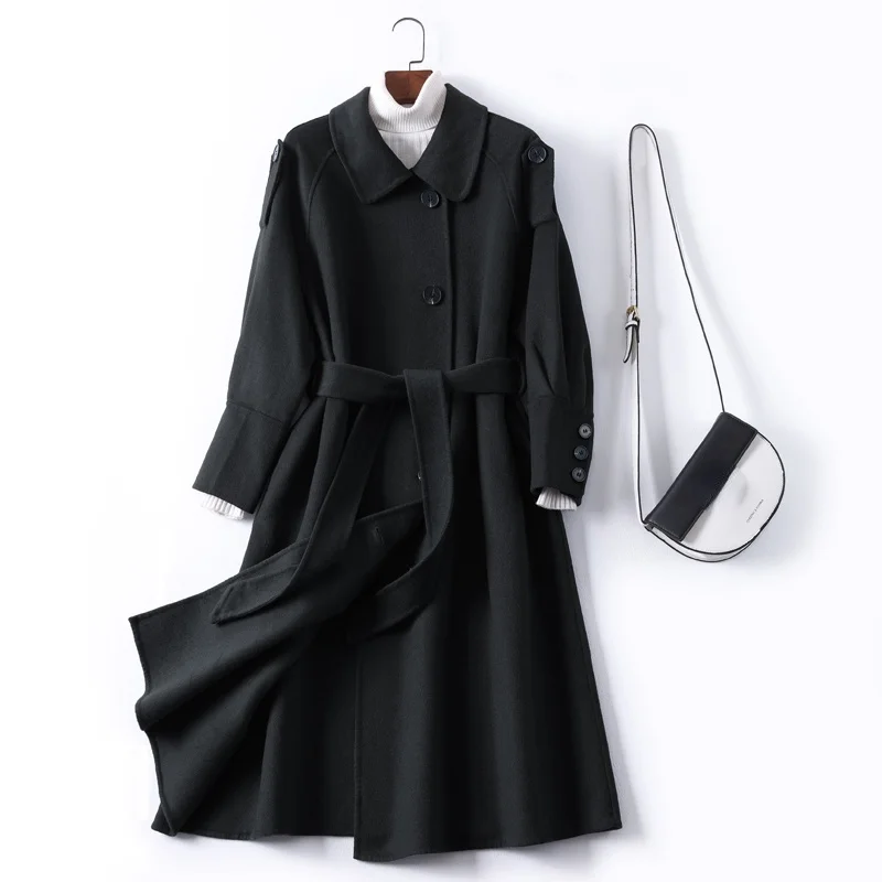 

Женское длинное пальто с поясом, элегантное шерстяное пальто в Корейском стиле, модель WPY4214 на осень