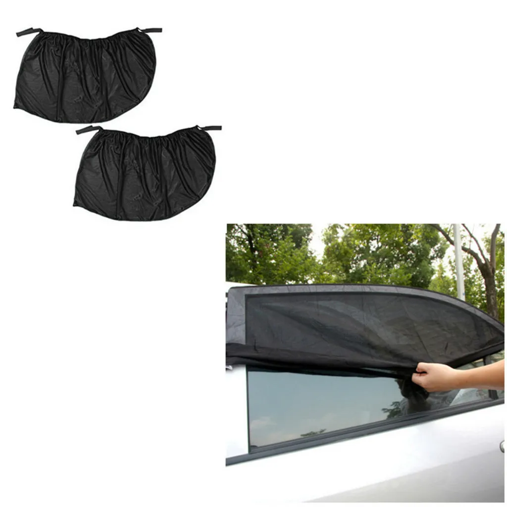 

2pcs Car Front & Rear Side Window Sun Visor Shade Mesh Cover Sunshade insulation anti-mosquito Fabric Shield UV Protector