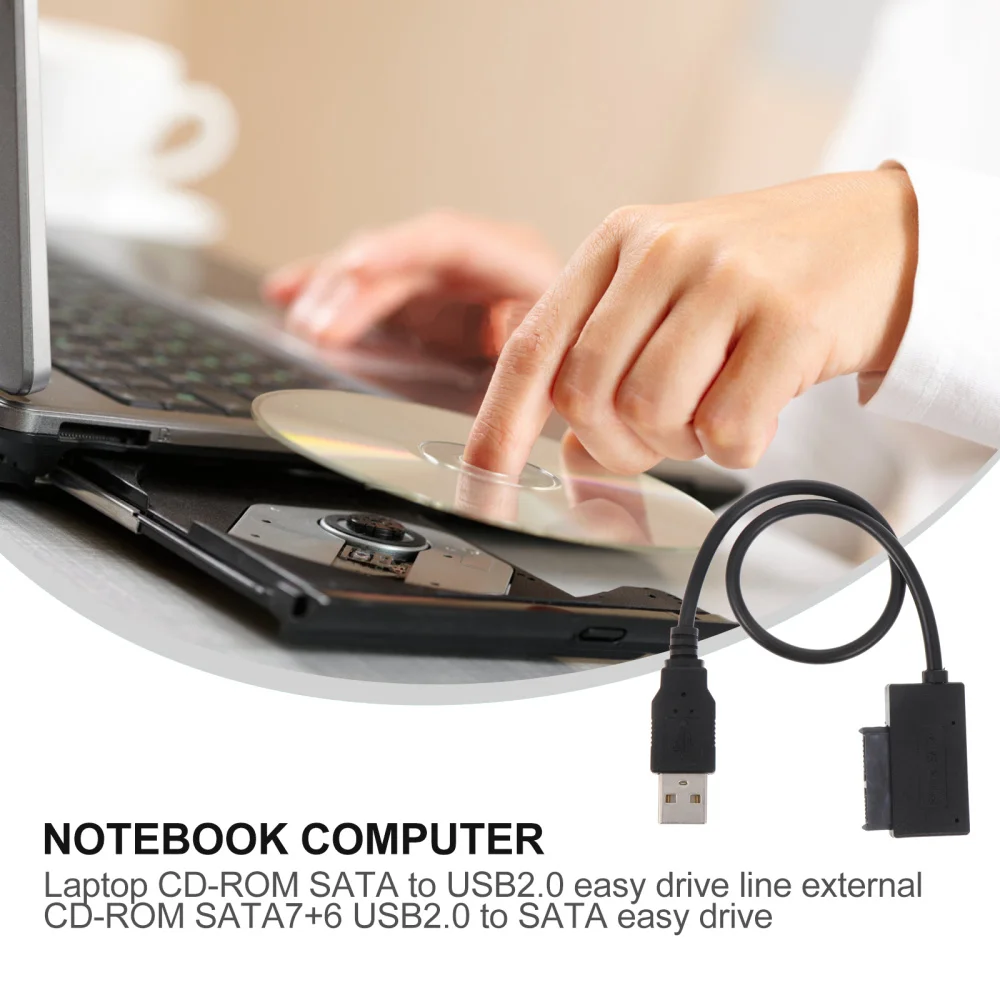 

1pc USB CD-ROM Data Line Laptop SATA to USB2.0 Adapter Easy Drive Line