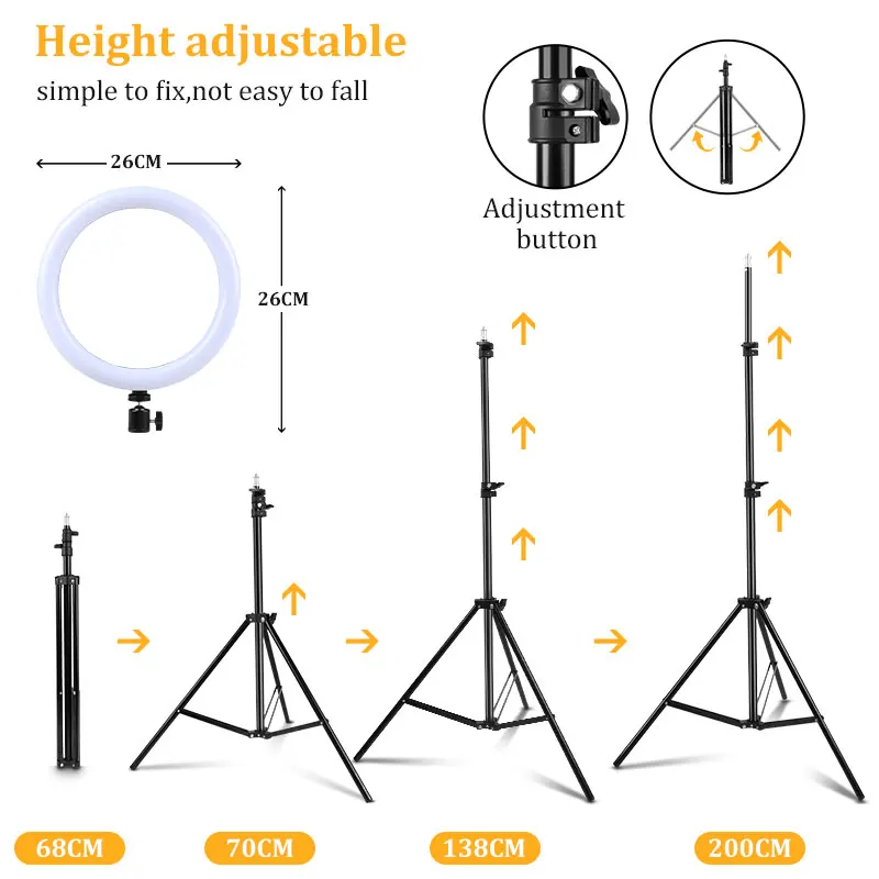 29 Цветовая радужная кольцевая светильник LED с USB-портом, регулируемый режим, круглая форма RGB для селфи, видеозаписи в прямом эфире.