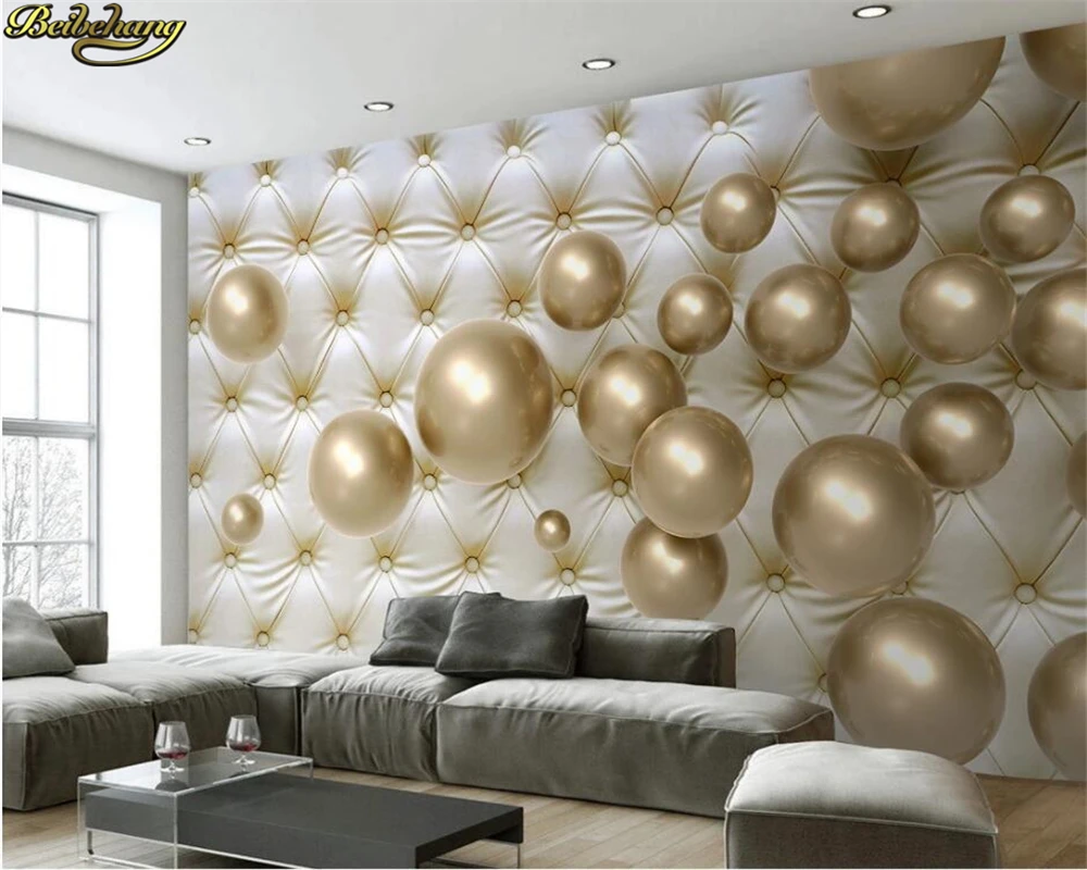 

3d обои beibehang на заказ, модные 3d стерео металлические сферические мягкие сумочки, современный фон для телевизора, обои