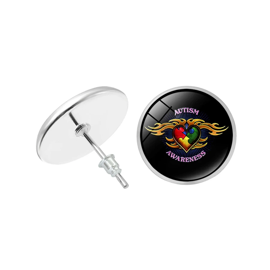 Новые аутистические серьги в форме сердца ручная работа гвоздики серебряные