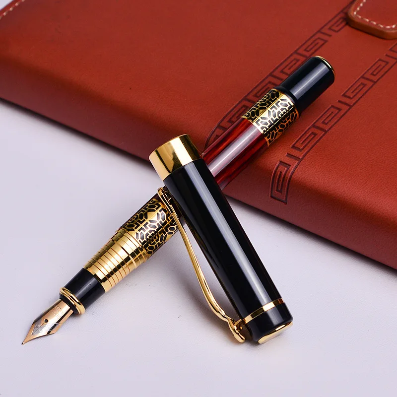 

Fountain Pen with Wood Texture Chinese Style Fine Nib 1mm Writing Pen for Student Practice Handwriting Stationery DU55