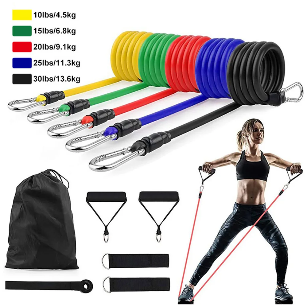 

11Pcs/Set Latex Resistance Bands Training Exercise Yoga Tubes Pull Rope Rubber Expander Elastic Bands Fitness Equipment