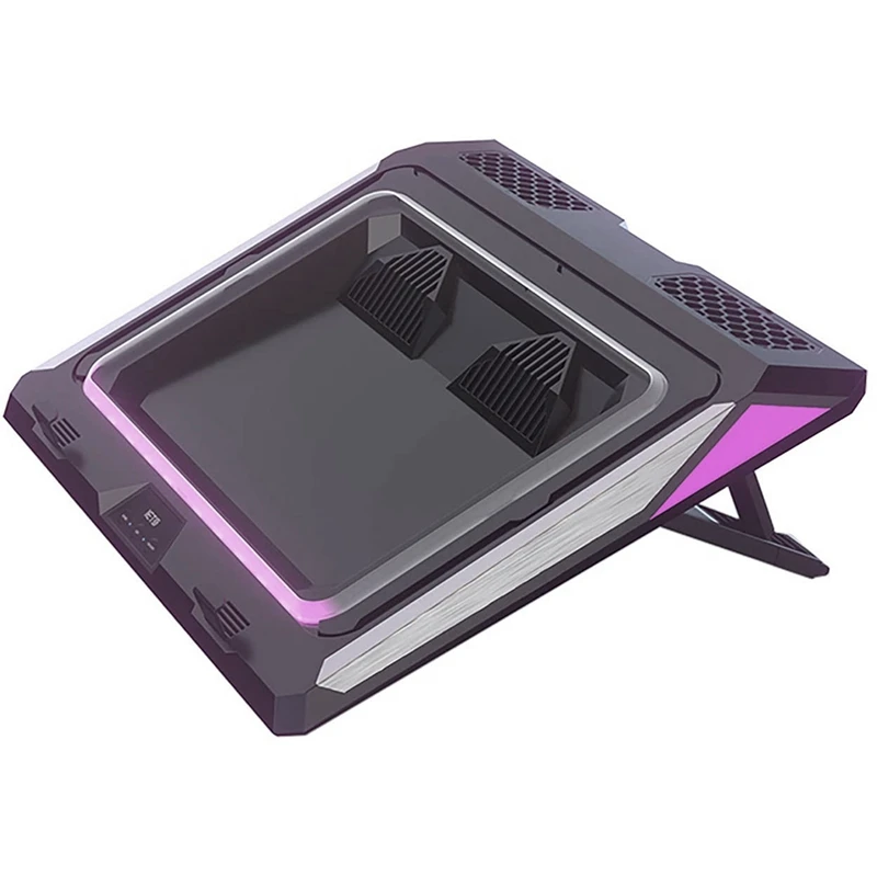

Double Blower Laptop Cooling Pad for 17 Inch Gaming Laptop, Cooler Pad with Dust Filter and Colorful Lights-US Plug