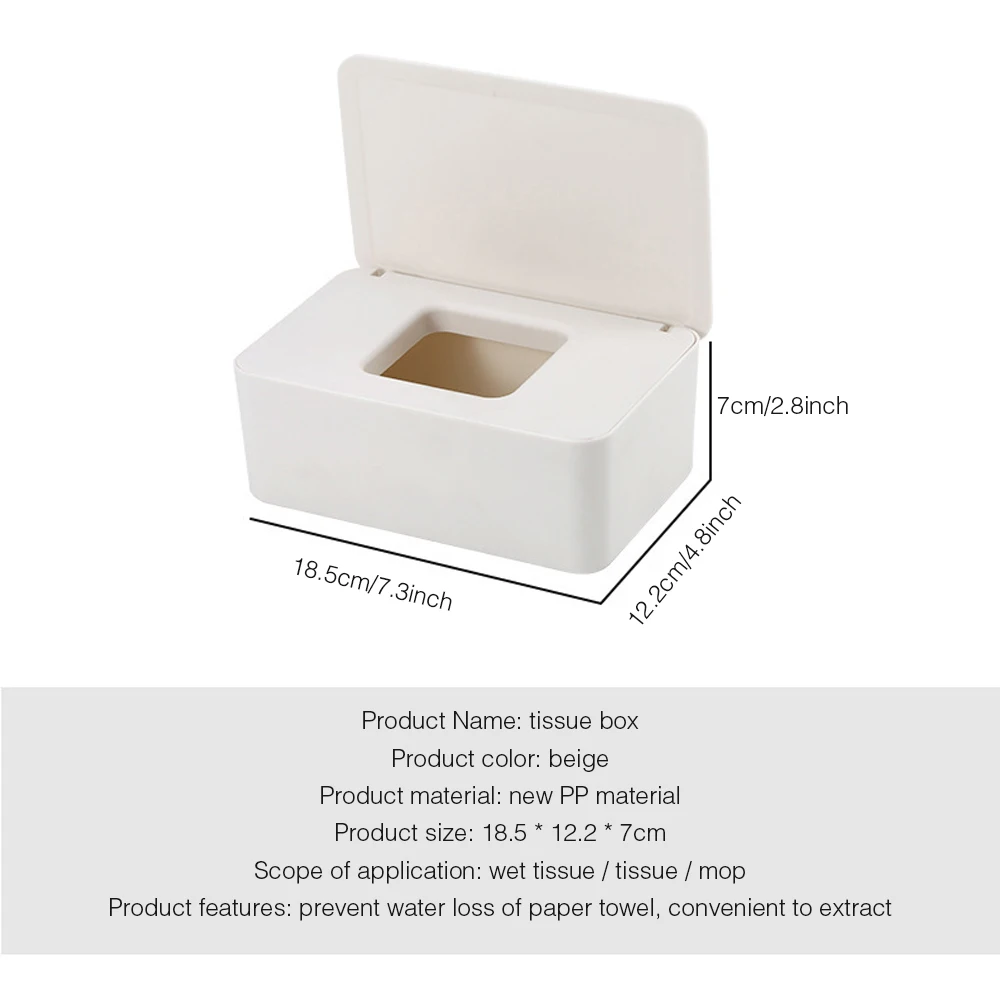 

Wet Tissue Box Desktop Seal Baby Wipes Paper Storage Box Dispenser Holder Household Plastic Dust-proof Tissue Box with Lid