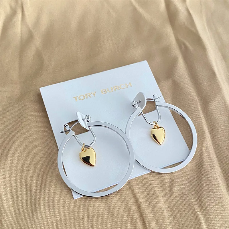 

Two-tone earrings gold love floating earrings