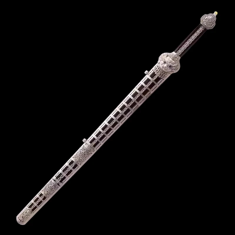 Handmade Folded Steel Chinese QingMing Dynasty Sword white copper fittings Long straight Wide blade sword sharp Daming yongle