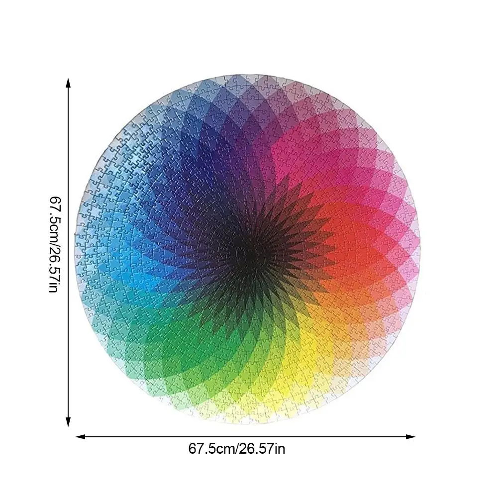 

1000 Pieces Round Rainbow Puzzle Gradient Color Creative Puzzle Wooden Jigsaw Puzzle Adult Kids DIY Educational Toy Gift