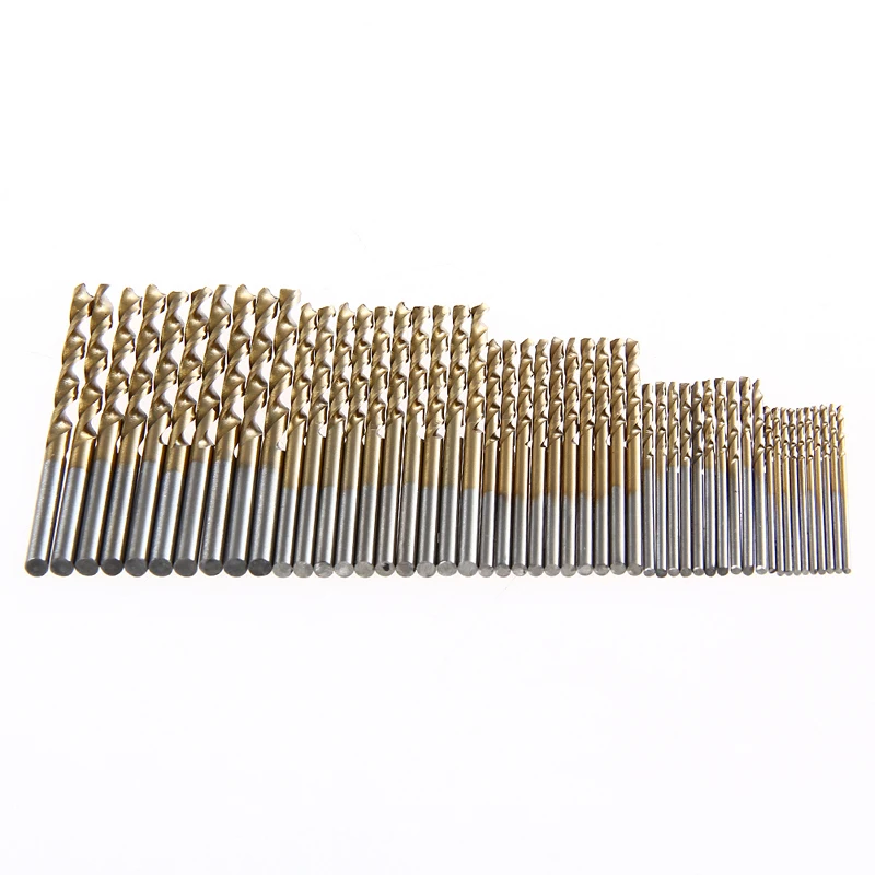 

Titanium Drill Bit Set Kit For Metal 50 PCS Coated HSS - From 1.0mm To 3.0Mm