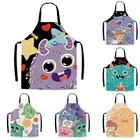 Мультяшный фартук горничной из аниме, кухонный фартук, искусственная кожа, Детский фартук, фартук на заказ, кухонный фартук, кавайный фартук для готовки